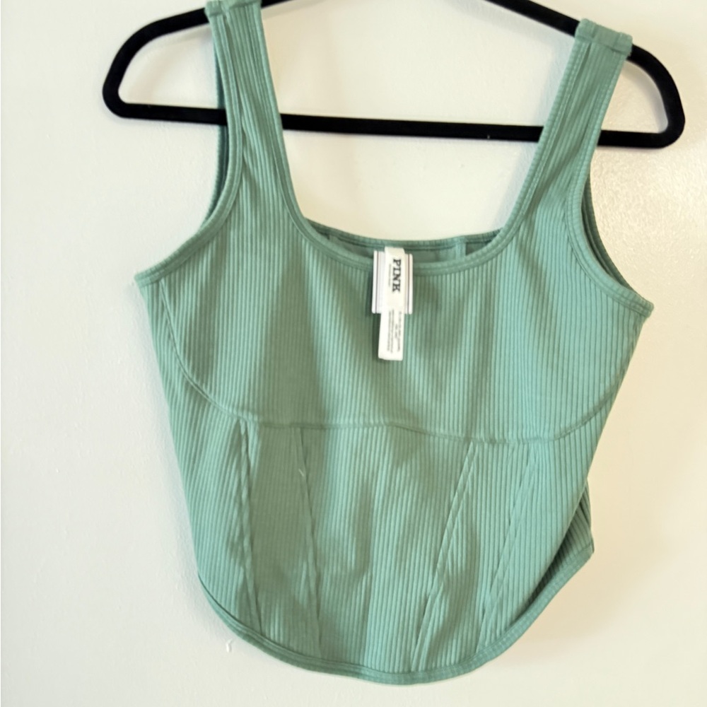 Victoria's Secret PINK’s Sage Ribbed CORSET style Top